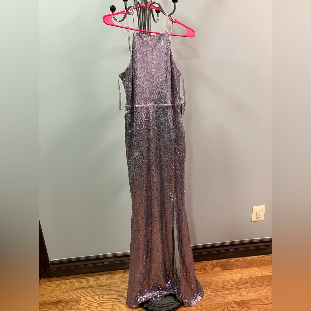 WINDSOR LARGE PURPLE SEQUIN PROM DRESS GOWN MAXI